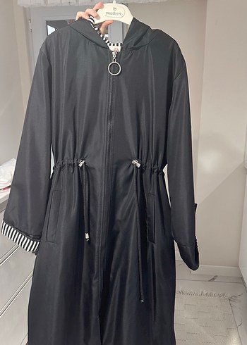 Siyah Uzun Kadın Yağmurluk - BIGDAR - Görsel 2