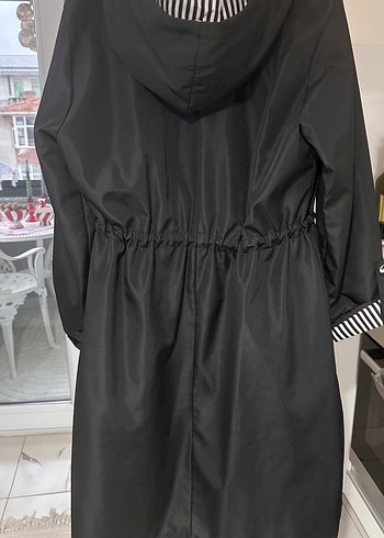 Siyah Uzun Kadın Yağmurluk - BIGDAR - Görsel 5