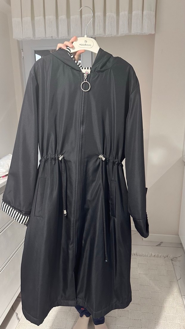 Siyah Uzun Kadın Yağmurluk - BIGDAR - Görsel 2