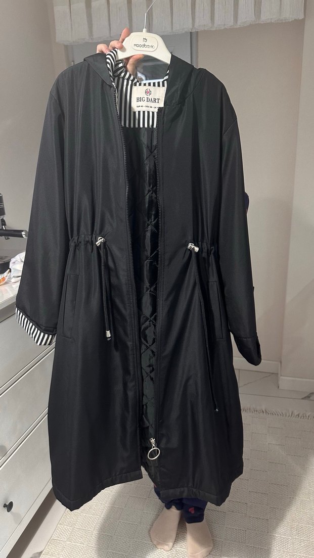 Siyah Uzun Kadın Yağmurluk - BIGDAR - Görsel 3