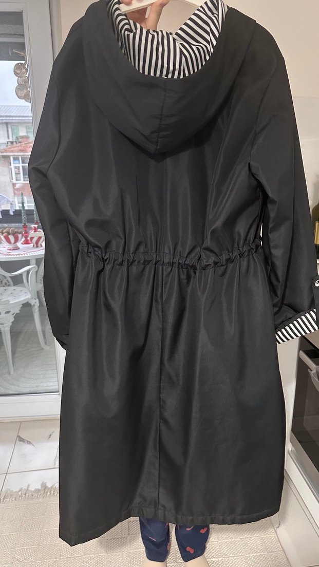 Siyah Uzun Kadın Yağmurluk - BIGDAR - Görsel 5