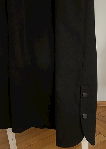 Kürk Detaylı Siyah Uzun Kadın Kaban - Görsel 7