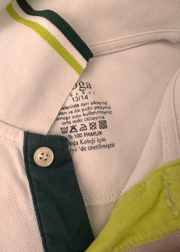 Doğa koleji 13-14 yaşBeyaz Pamuklu Kısa Kollu Polo Tişört - Görsel 2