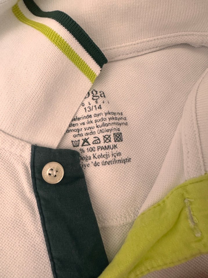 Doğa koleji 13-14 yaşBeyaz Pamuklu Kısa Kollu Polo Tişört - Görsel 2