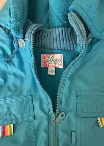 Turkuaz Kapüşonlu Fermuarlı Çocuk Ceketi ve pantolonu - Görsel 2