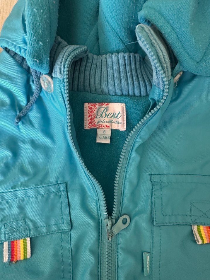 Turkuaz Kapüşonlu Fermuarlı Çocuk Ceketi ve pantolonu - Görsel 2