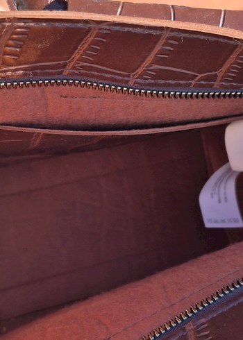 Kahverengi Deri Yılan Desenli Tokalı Çanta - Görsel 2