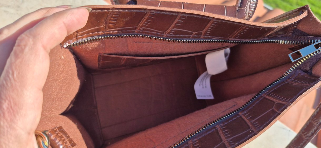 Kahverengi Deri Yılan Desenli Tokalı Çanta - Görsel 2