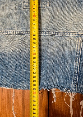 Düğmeli Crop Denim Ceket - Görsel 3