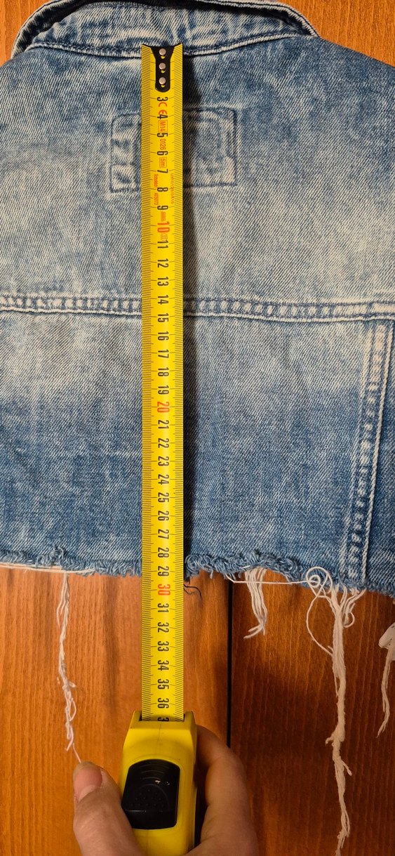 Düğmeli Crop Denim Ceket - Görsel 3