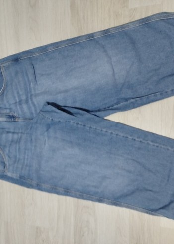 Kadın Mavi Bol Kesim Midi Kot Pantolon - Görsel 2