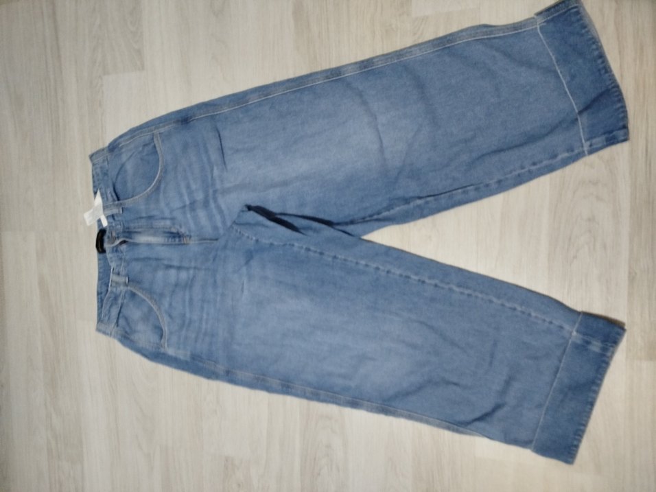 Kadın Mavi Bol Kesim Midi Kot Pantolon - Görsel 2