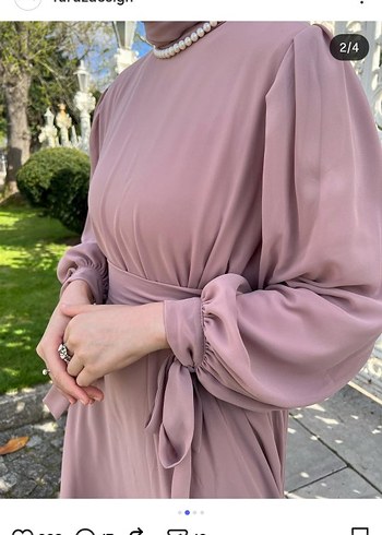 Pembe Uzun Drapeli Salaş Elbise - Görsel 3