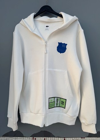 m Beden beyaz Renk Beyaz Fermuarlı Sweatshirt Hırka