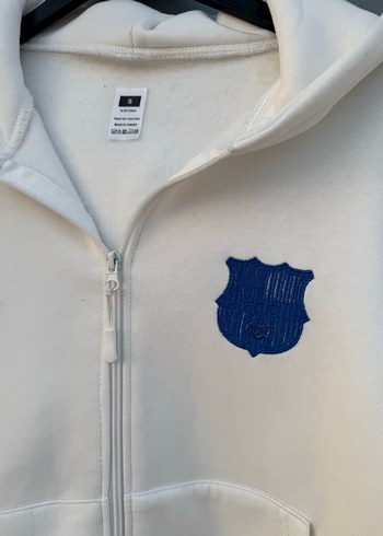 m Beden Beyaz Fermuarlı Sweatshirt Hırka