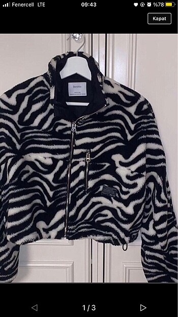Bershka Zebra Desenli Peluş Ceket