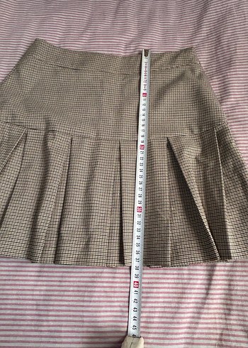 Bej Pilili  Mini Etek - Görsel 3