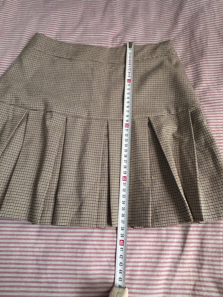 Bej Pilili  Mini Etek - Görsel 3