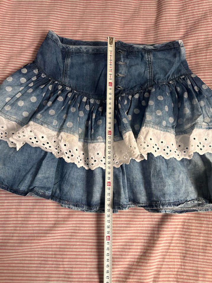 Fırfırlı Mavi Denim Mini Etek - Görsel 3