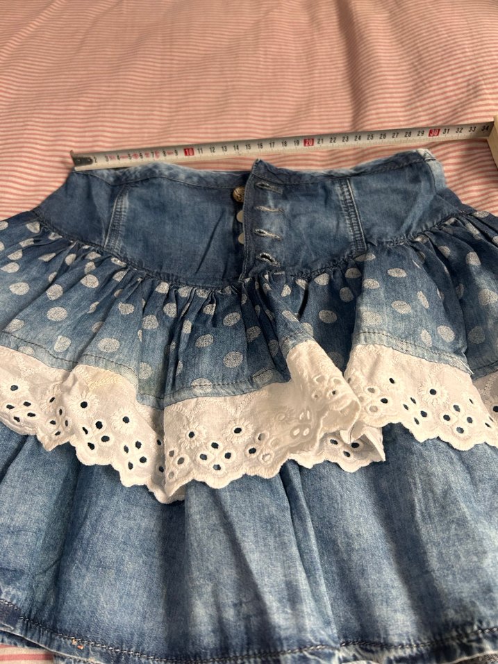 Fırfırlı Mavi Denim Mini Etek - Görsel 4