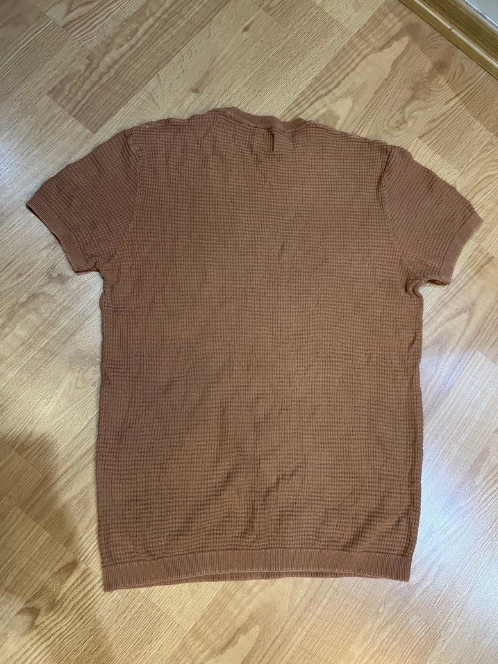 Zara Erkek Kahverengi Triko Tişört - Görsel 4