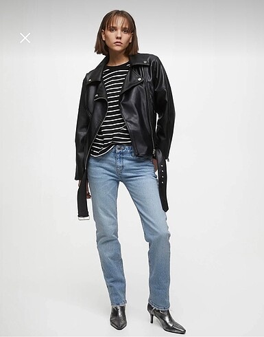 Pull and Bear pull&bear oversize deri biker ceket