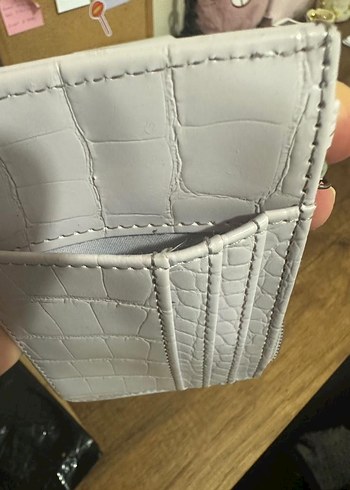 Beden mor Renk Bershka Lila Yılan Derisi Desenli Deri Cüzdan kartlık