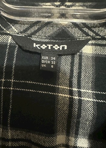 Koton Kadın koton Gri siyah Pamuklu Kareli ekoseli Gömlek