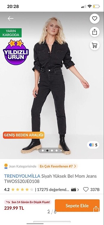 Trendyol & Milla Siyah Yüksek Bel Trendyolmilla Mom Jeans