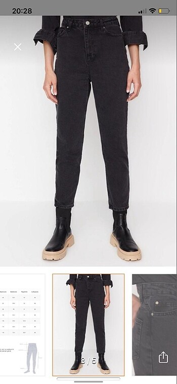 32 Beden Siyah Yüksek Bel Trendyolmilla Mom Jeans
