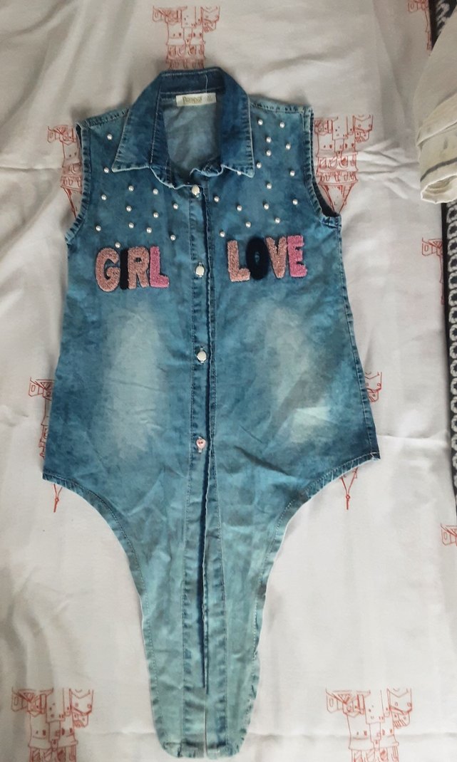 Nakışlı Mavi Kız Kot Yeleği - Görsel 3