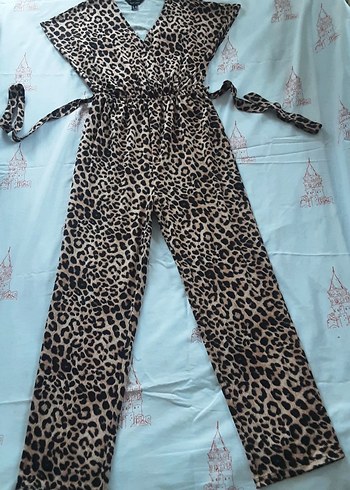Leopar Desenli Uzun Kadın Tulum - Görsel 3