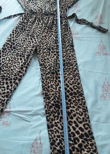 Leopar Desenli Uzun Kadın Tulum - Görsel 4