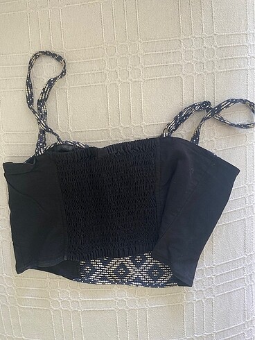 m Beden lacivert Renk H&M askılı crop