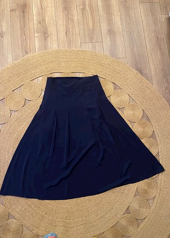 Lacivert pileli uzun krep etek - Görsel 7