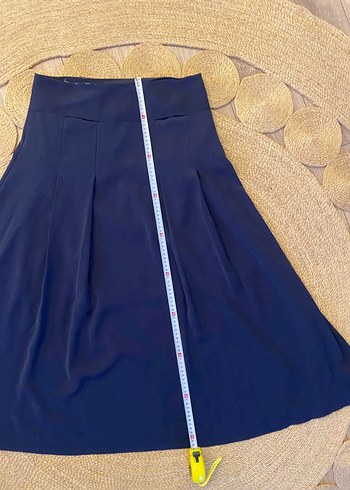 Lacivert pileli uzun krep etek - Görsel 6