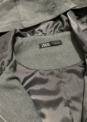 Zara Gri Kapüşonlu Fermuarlı Kadın Ceket - Görsel 2