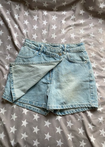 Buz mavisi Denim Şort etek - Görsel 2