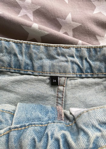 Buz mavisi Denim Şort etek - Görsel 4