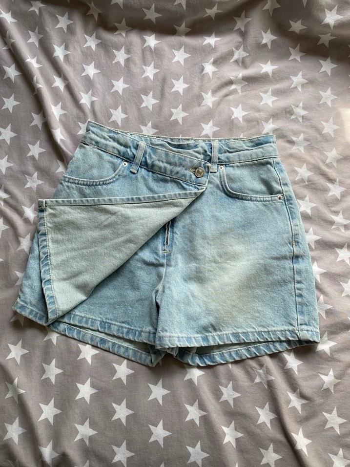 Buz mavisi Denim Şort etek - Görsel 2