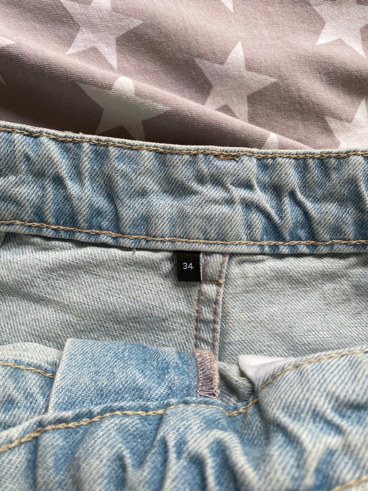 Buz mavisi Denim Şort etek - Görsel 4