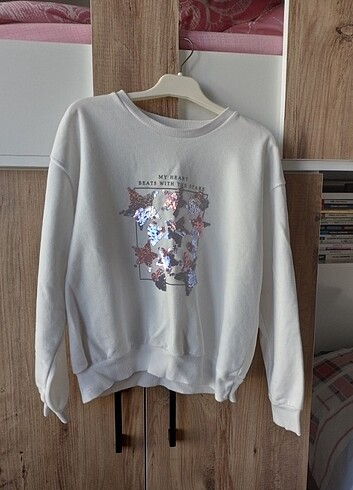 9 Yaş Beden beyaz Renk Kız çocuk sweatshirt 