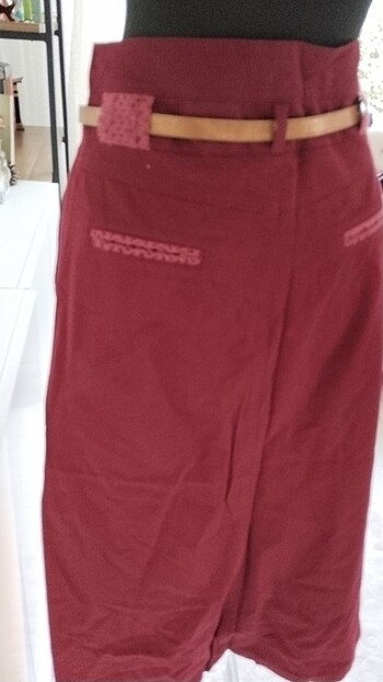 Vişne rengi etek - Görsel 4