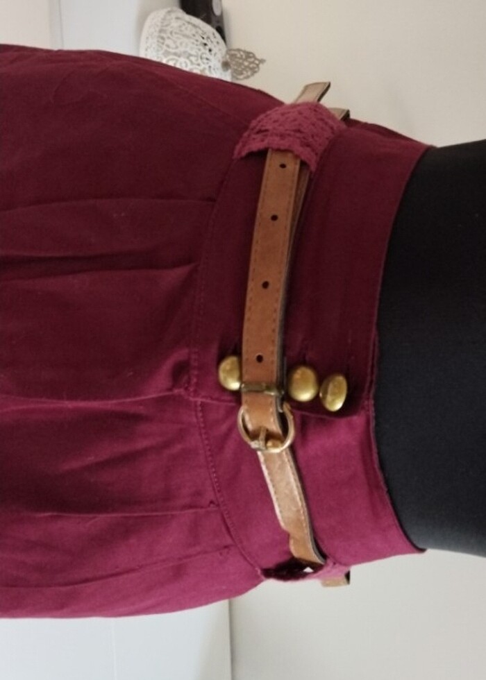 Vişne rengi etek - Görsel 2