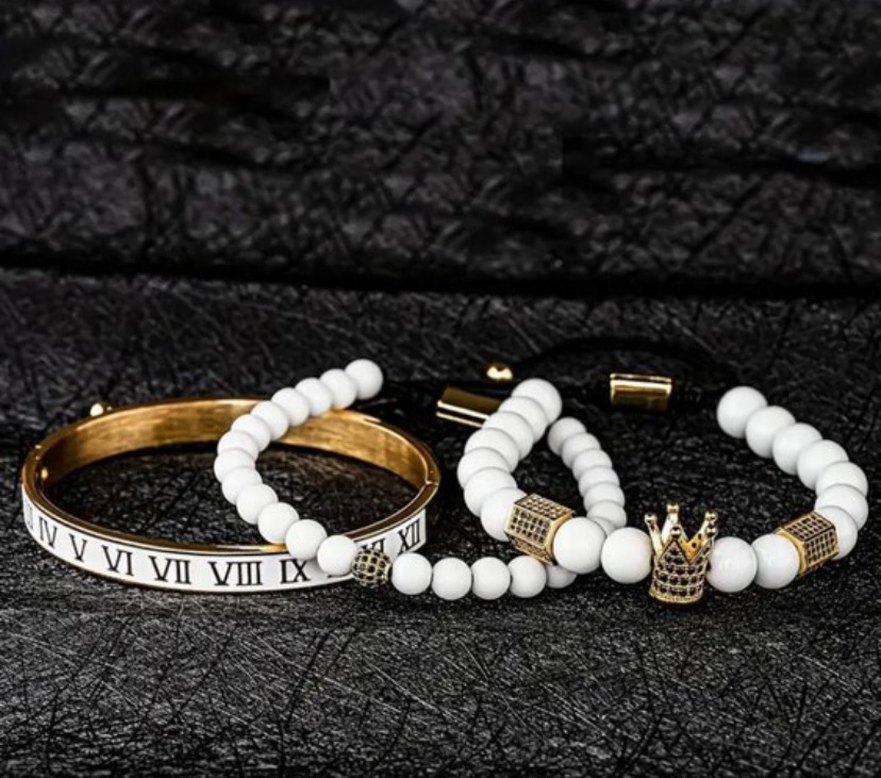 3'lü Set Şık  Taçlı Bileklik paslanmaz çelik - Görsel 2