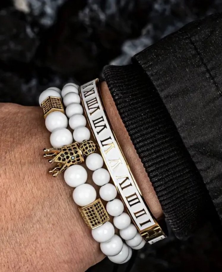 3'lü Set Şık  Taçlı Bileklik paslanmaz çelik - Görsel 3