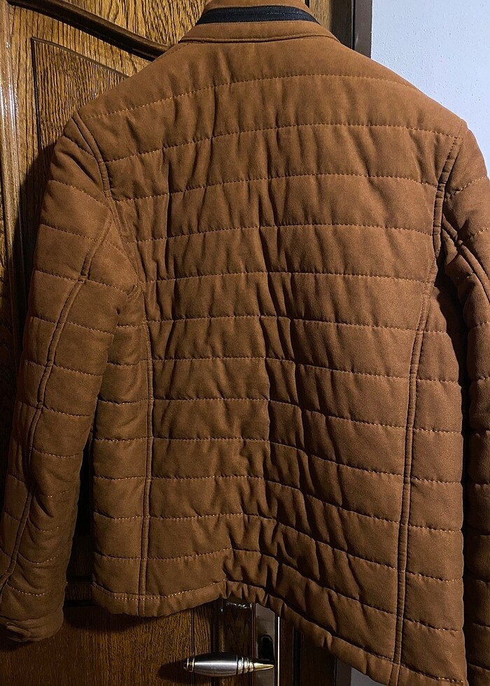 Deve tüyü dik yaka süet mont ceket - Görsel 3