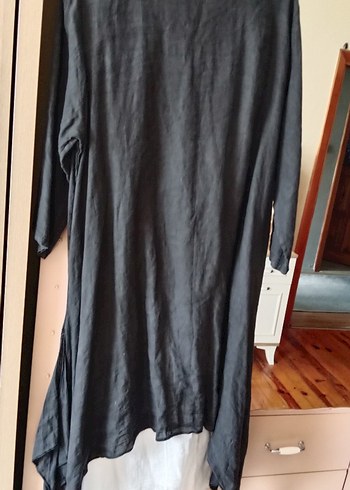 LC Waikiki Siyah Uzun Keten Tunik