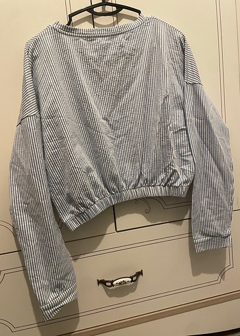 Gri Çizgili Bluz - Görsel 5