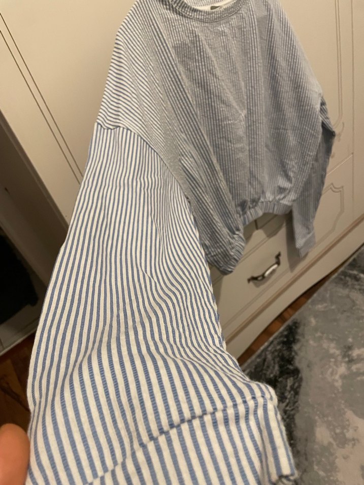 Gri Çizgili Bluz - Görsel 2